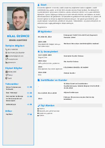 Kuaför Cv Örnekleri cv indir